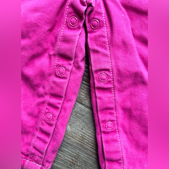 Y2K VTG pink Carhartt Embroidered denim overalls w/ pink plaid flannel lining - Picture 8 of 11